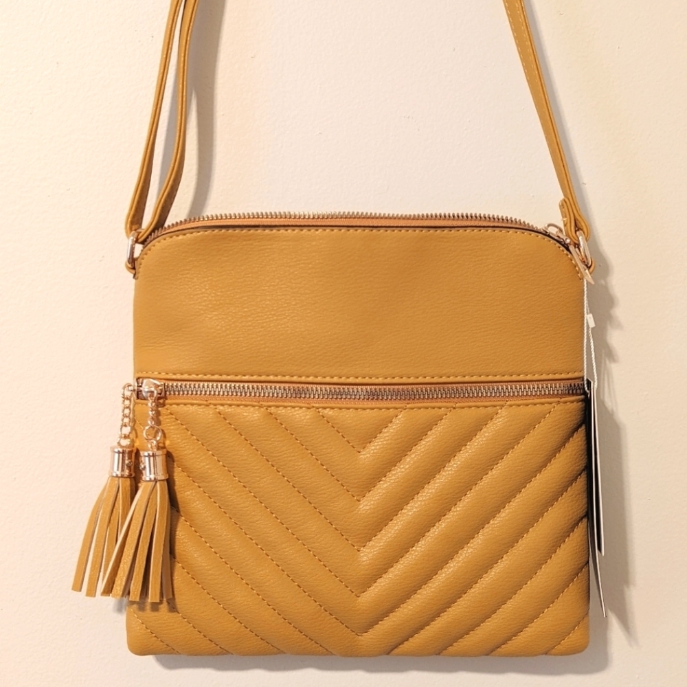 Mustard Yellow Chevron Crossbody Purse